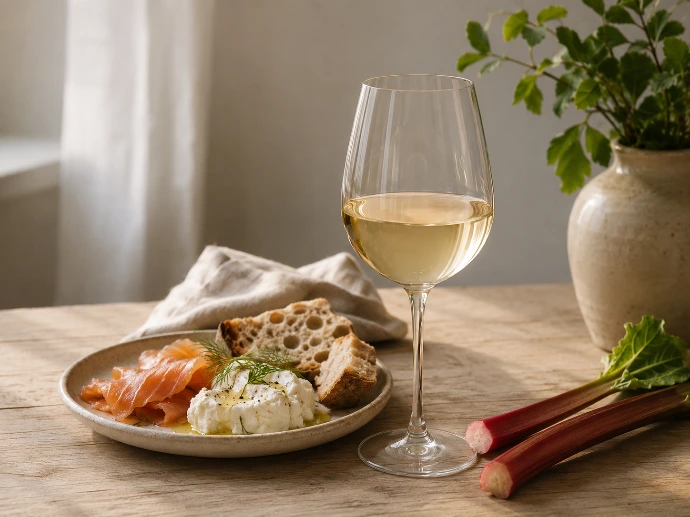 accord entre vin blanc à la rhubarbe poisson fumé et fromage de chèvre