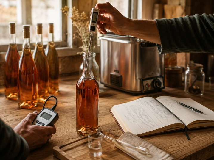 contrôle de température en atelier pour la pasteurisation du vin