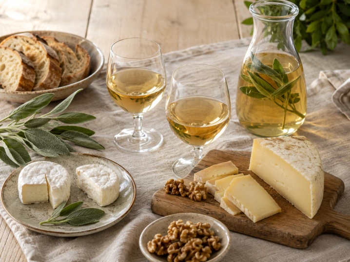 dégustation de saugée fraîche avec fromages noix et pain rustique